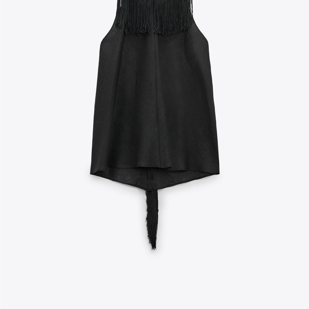 Zara Black LINEN FRINGE HALTER TOP
NWT Size Medium - Picture 8 of 8